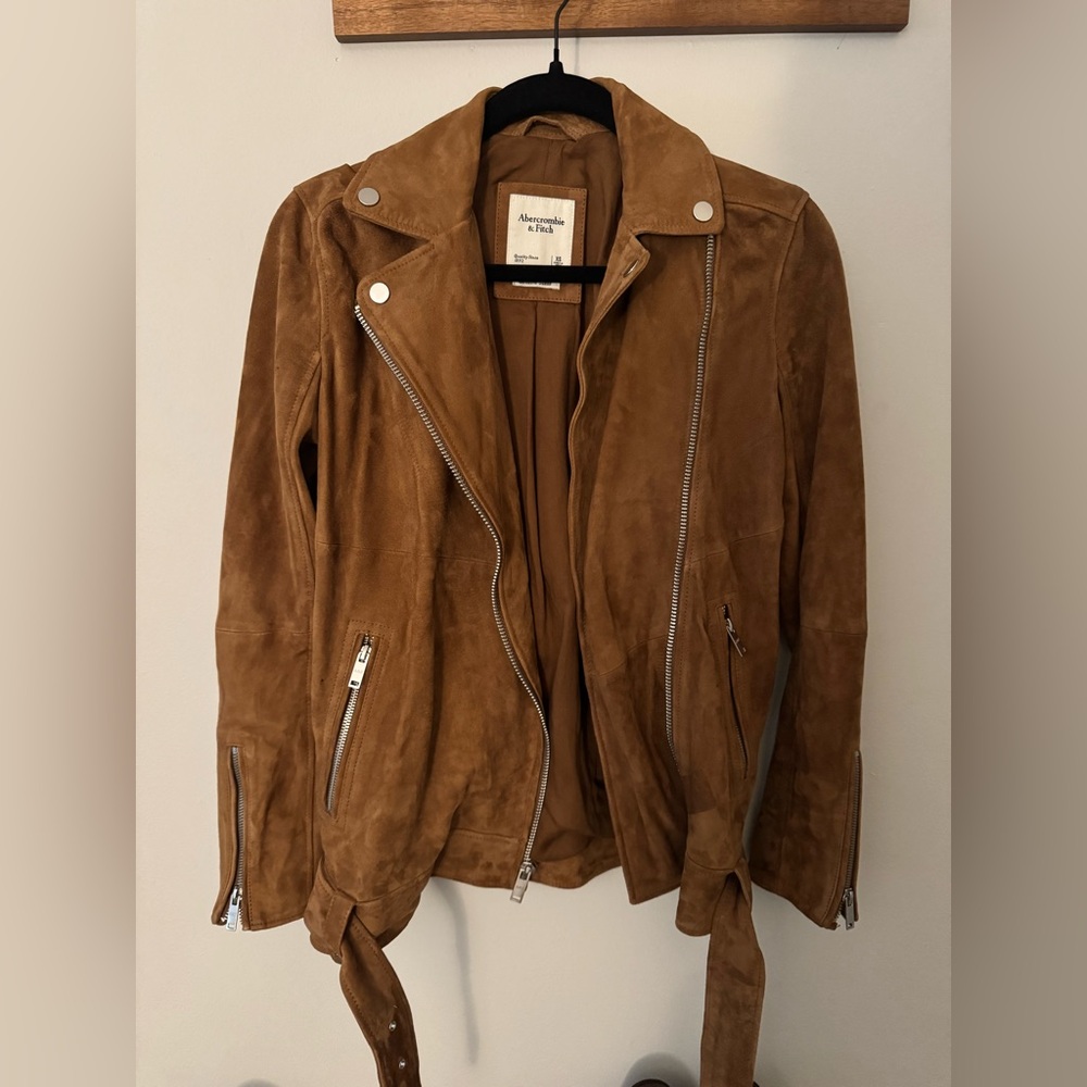 NWOT Abercrombie & Fitch GENUINE Brown Suede Jacket - Picture 2 of 10